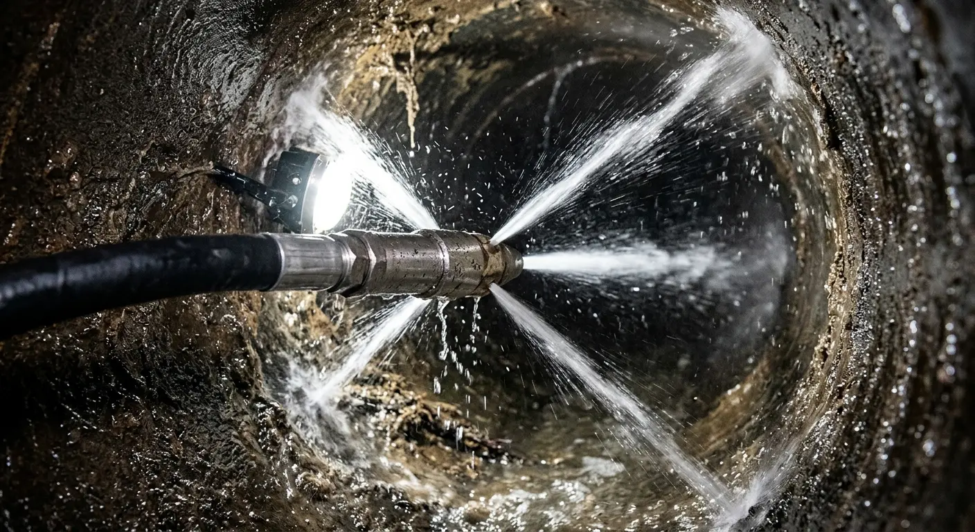 High-pressure hydro jetting nozzle cleaning sewer pipe for Storm Drain Cleaning in Gages Lake